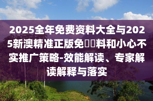 2025全年免費資料大全與2025新澳精準正版免費資料和小心不實(shí)推廣策略-效能解讀、專(zhuān)家解讀解釋與落實(shí)